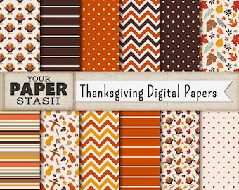 Thanksgiving Digital Paper Pack, Autumn, Wedding, Fall, Thanksgiving, Turkey, Scrapbook Paper, Scrapbook page, Commercial Use, Scarecrow
