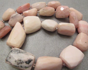 Pink Peruvian Opal Faceted Graduated Nuggets Beads 21pcs