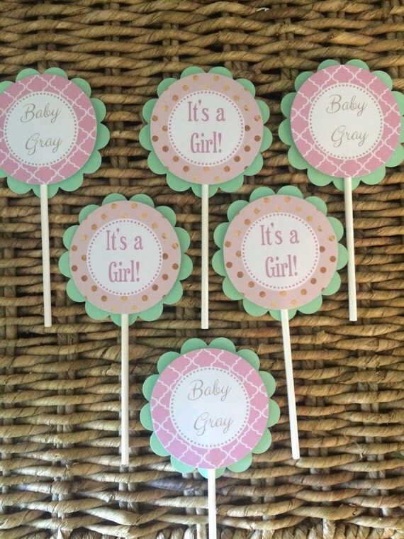 Baby Girl Cupcake Toppers Its A Girl Baby by AppelingCreations