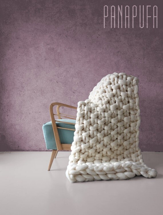 PROMO PRICE! Large knit blanket, Chunky knit, yarn blanket, Chunky throw merino, Giant cosy blanket ,Knit blanket chunky, Large Knit throw