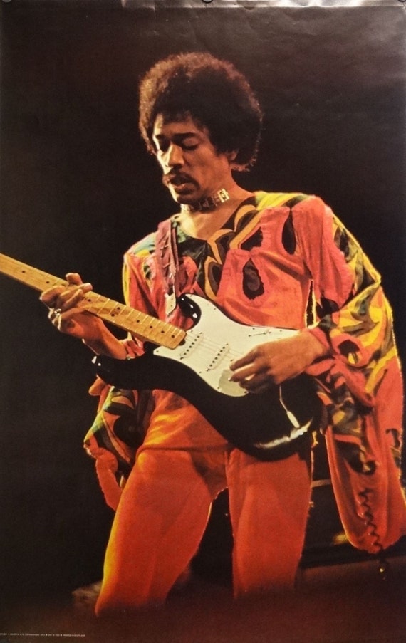 Jimi Hendrix 24x37 Guitar Solo Music Poster 1973 Minerva