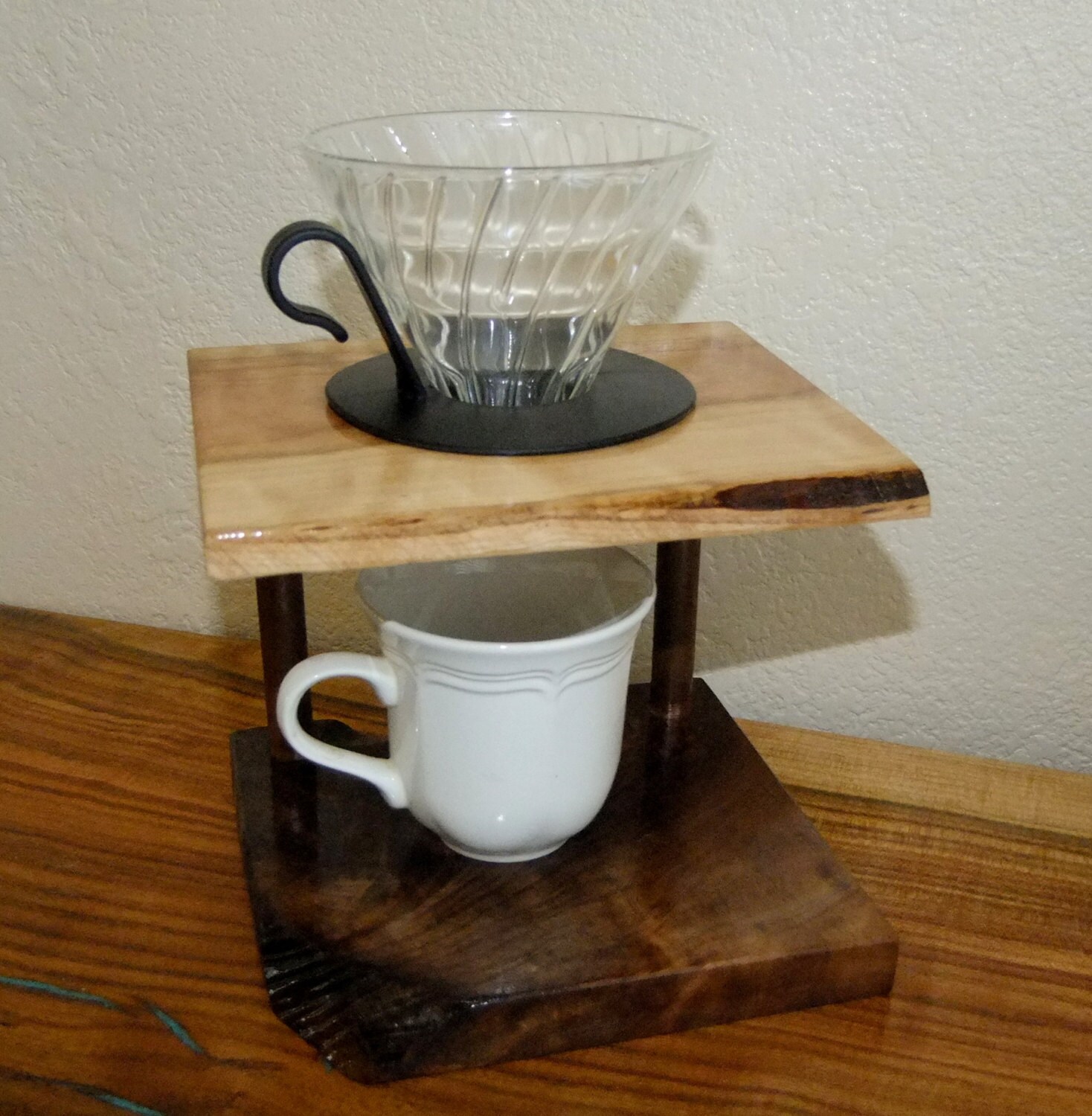 Handmade Wooden Coffee Pour Over Dripper V60 Rustic copper