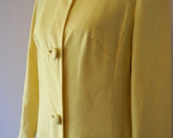 Vintage 1960s / Raw Silk / Mod Trench Coat / Jackie O / Vintage Jacket