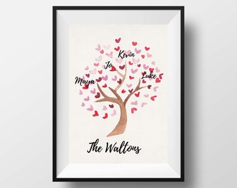 Family tree printable, family tree print, custom family tree, family tree wall art, printable mothers day gift, little tiger designs, family