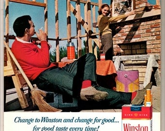 1965 Winston cigarettes vintage magazine ad " for good taste everytime" Winston taste good like a cigarette should