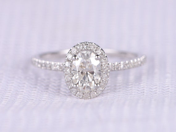 Brilliant Moissanite Engagement ring14k White golddiamond