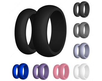 Silicone Wedding Band Ring US Made Medical Grade Hypoallergenic Cool Modern Athletic Military Men's Women's No Cheesy Logos (FREE SHIPPING)