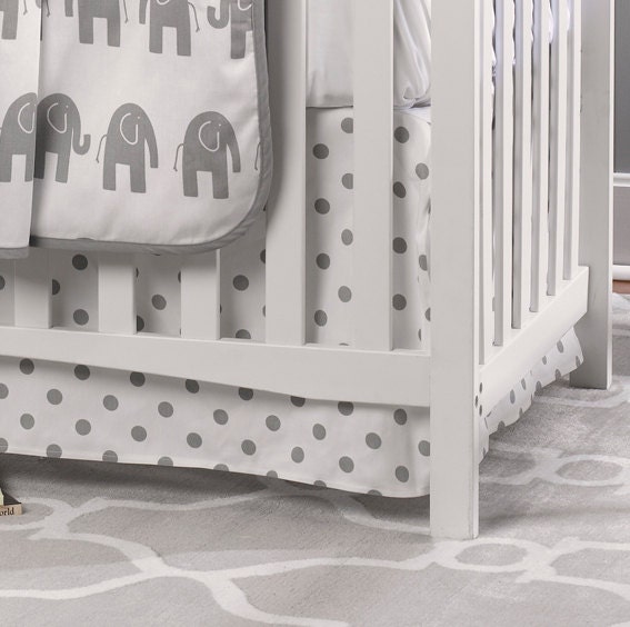 Gray Polka Dot Crib Skirt