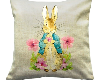 Peter Rabbit, Beatrix Potter Throw Cushion's, Adapted Peter Rabbit and Friends (**cover only**) - Peter Flowers