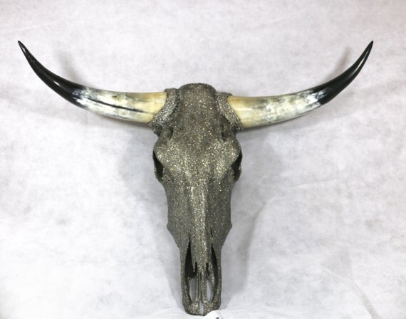 Real Cow Skull With Horns Glitzy