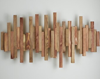 Handmade Wooden Wall Art: Large ’Soundwave’. Digitised music, modern, abstract, wood, music room art