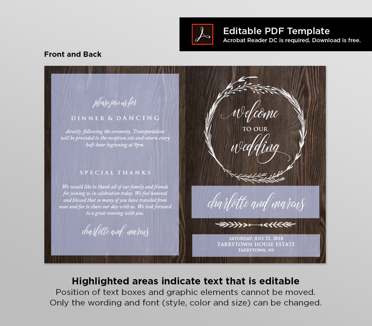 Rustic Wedding Program Template Instant Download Printable Ceremony Order Of Service Wedding Program Template Staples