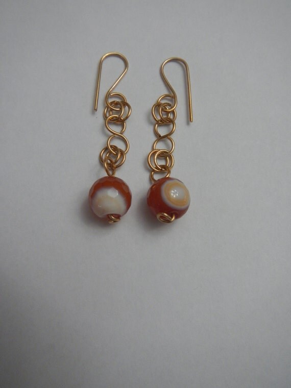 Orange Agate Dangling Earrings