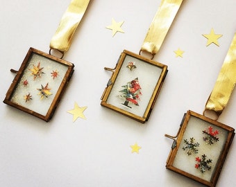 Vintage Christmas Decorations - Christmas Tree Decorations - Vintage Christmas - Glass Christmas Ornaments - Christmas Stamps - Xmas Decor