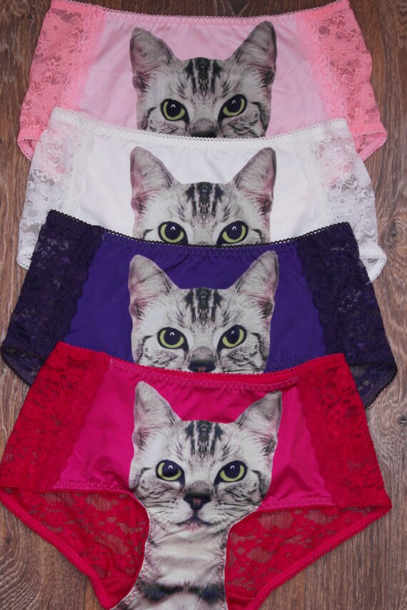 SaleLace Panties with cat cat underwear cat by VintageAndBoldness