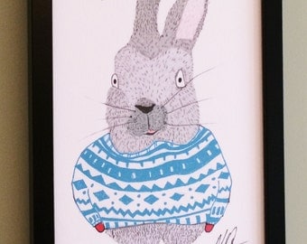 Rabbit, Wearing a Jumper and Mittens, Snazzimals, Animal Prints, Animals Who Wear Clothes