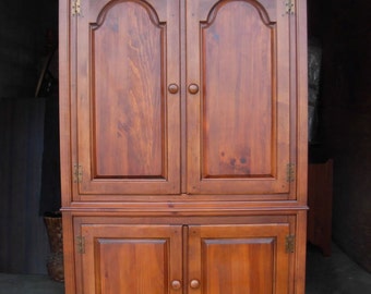 Rare Vintage Armoire / Dixie Furniture / USA Made / Cherry Finish over Solid Pine