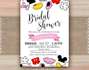 Disney Bridal Shower Invitation Printable - Disney Engagement Party Invitations - Disney Wedding Party Invites 009