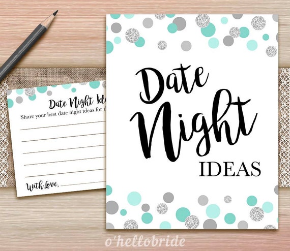 Date Night Ideas Bridal Shower Printable Polka by ohellobride