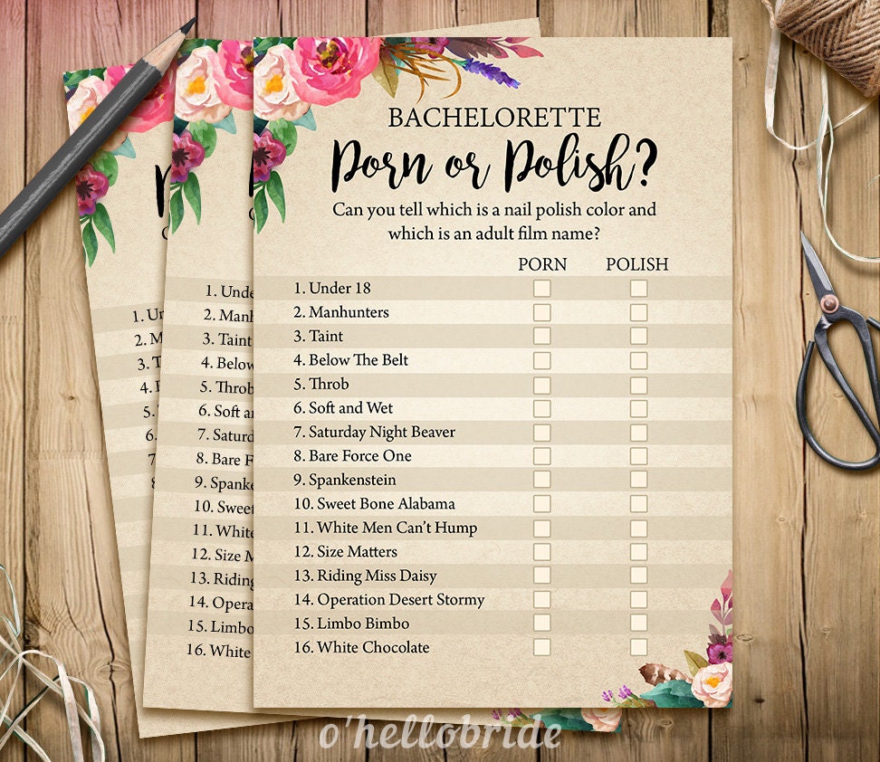 Porn Or Polish Boho Bridal Shower Game Printable Bohe