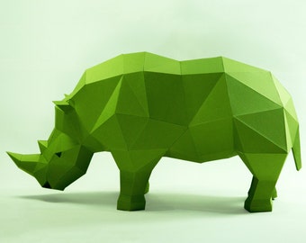 Rhino model, Rhino Sculpture , Animal paper, Rhinoceros paper ,Rhino low poly, papercraft, papermodel