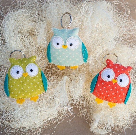 Owl keychain Cute keychains Owls gift stuffed owl Key fob Owl