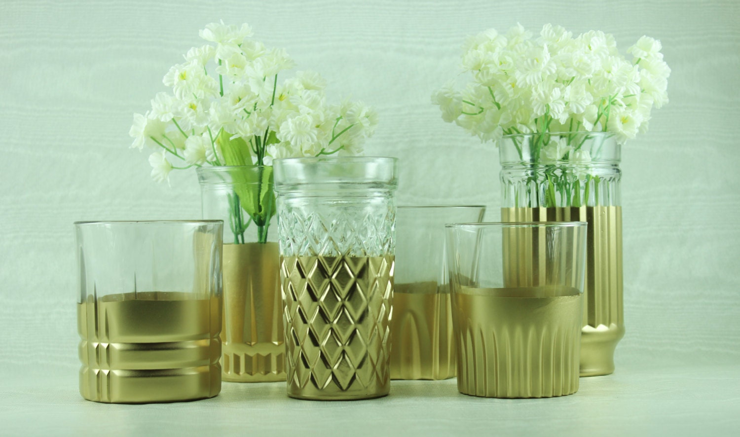 Wedding Vase Collection Set of 6 Gold Dipped Candle by MyFallDay