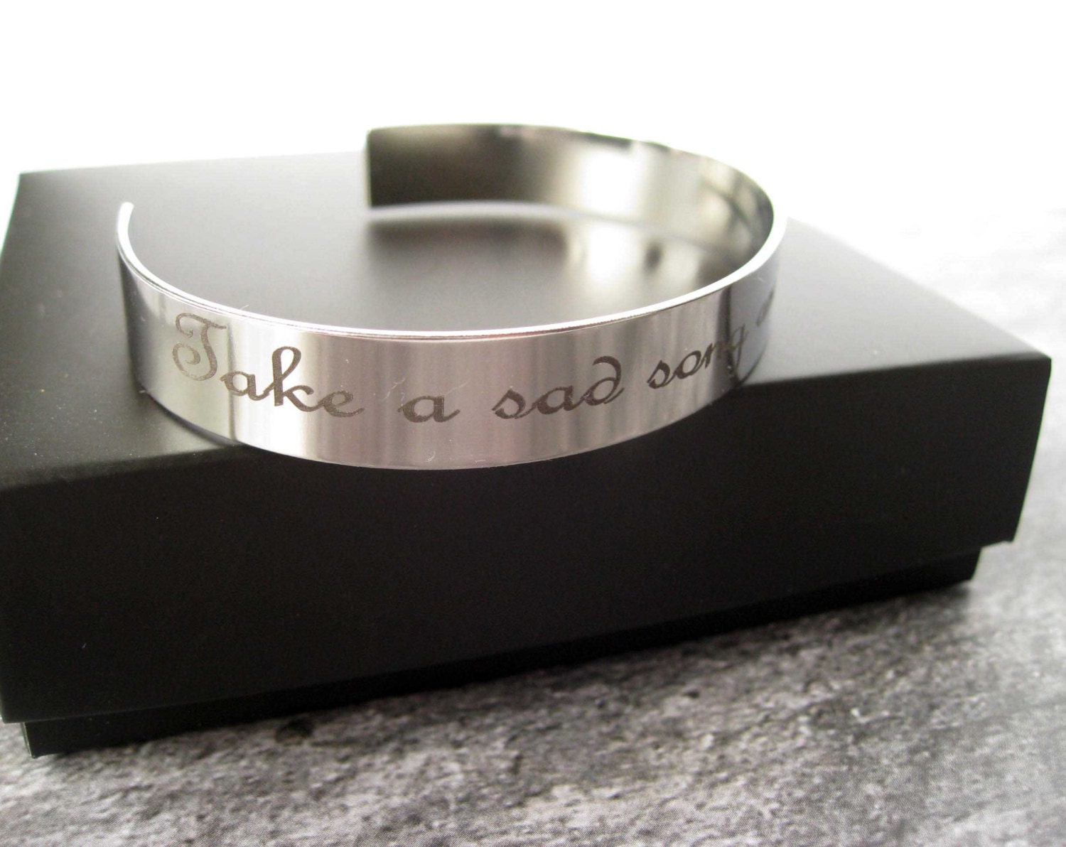 Metal personalized bracelet Custom engraved cuff Mens