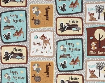 Disney Fabric - Bambi Fabric - Bambi & Friends Patch 100% cotton fabric 43" wide, SC11