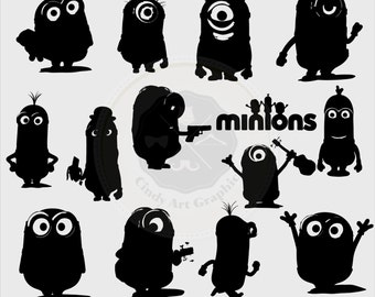 Minion Silhouettes Clipart,minion,minion clipart,silhouettes clipart,digital download
