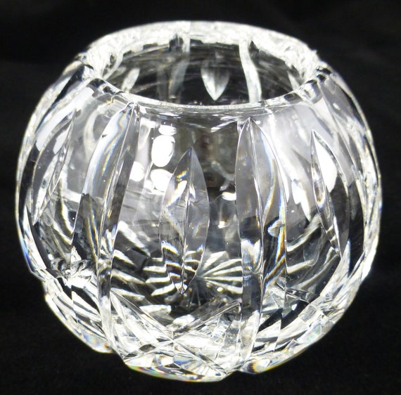 Lead Crystal Cut Glass Globe Rose Bowl 3 inches high