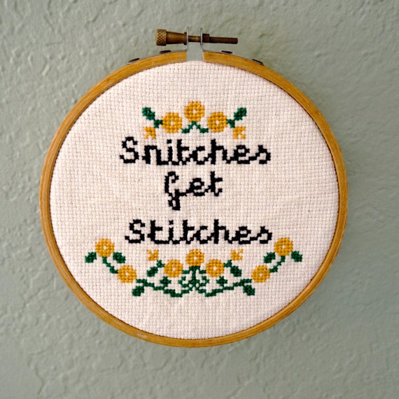 Snitches Get Stitches Modern Cross Stitch Pattern PDF Only