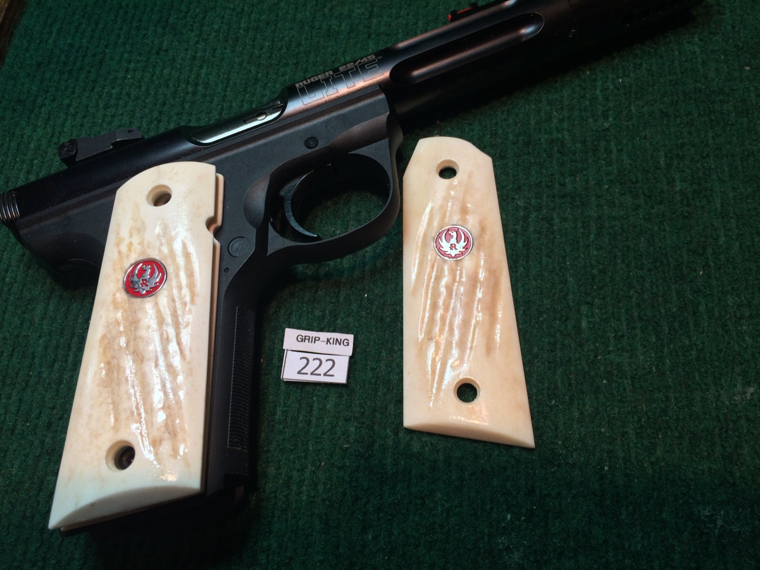Ruger 22/45 grips genuine Elk Stag red ruger eagle by GRIPKING
