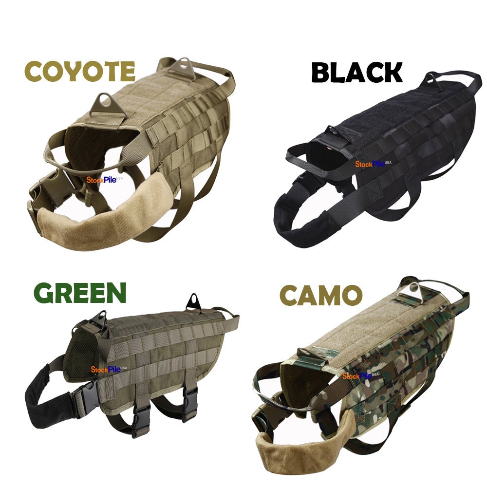 Tactical K9 Dog Military US Police Molle Vest Velcro Service