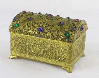 Vintage Jeweled Box "E. & J.B. Empire Art Gold" 1920's
