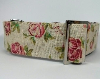 Martingale Dog Collar, Greyhound Collar, Whippet Collar, Greyhound Martingale, Floral Dog Collar, Burlap dog collar, Italian Greyhound