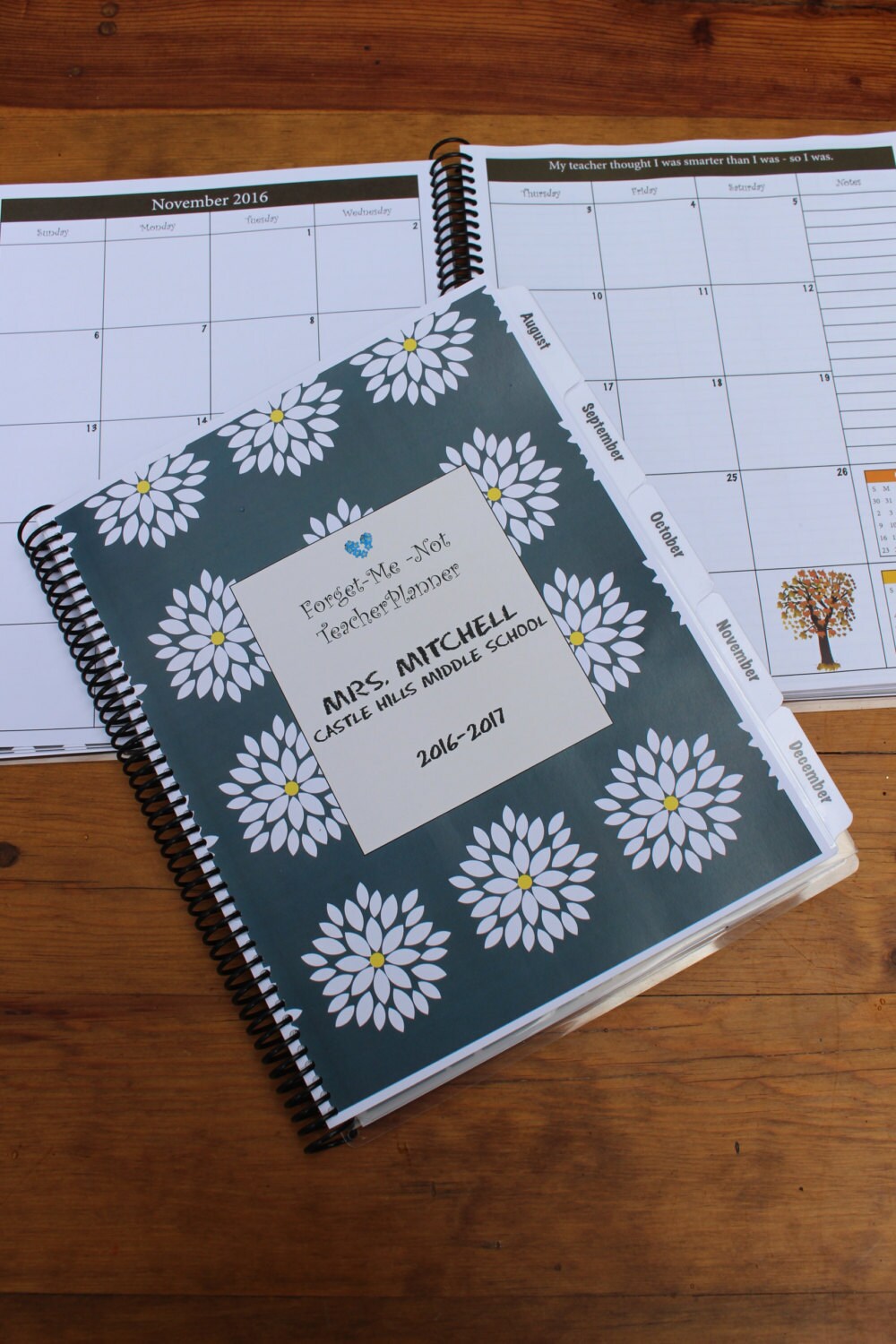 Teacher Planner Personalized Daisy Design 20182019