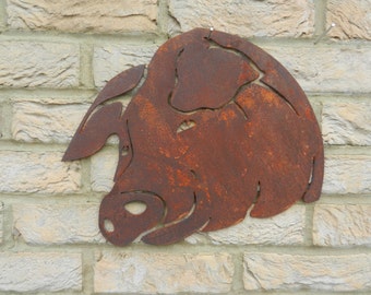 Pig Head / Pig Garden Art / Rusty Metal Art / Garden Decoration / Pig Gift / Pig Wall Hanging / Pig Metal Art / Garden Wall Hanger