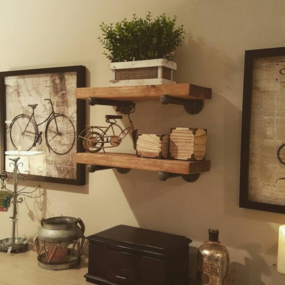 Set of 2 6 Deep Industrial Floating Shelves Farmhouse
