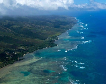 Molokai Hawaii from above near Maui