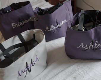 Set of 5 Personalized Embroidered Tote Bags Bridal Party Bridesmaid Gift