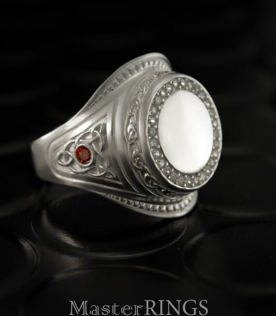 Large ring Royal men ring Mens silver round ring Big