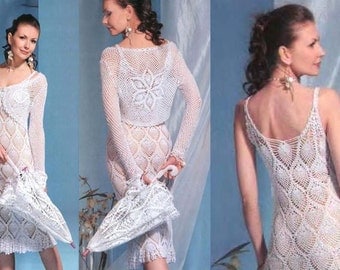 Elegant white dress with bolero crochet / custom