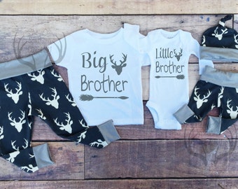 Big Brother Little Brother Outfits, Baby Boy Coming Home Outfit Set,Country Outfits, Boys Navy Blue Deer,Southern, Baby Boys Deer Outfits,