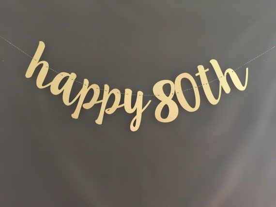 80th Birthday Banner Happy Birthday Banner Glitter Banners