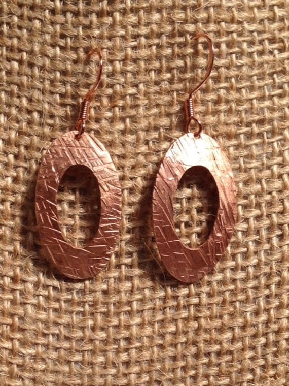 Hammered Copper Earrings by MeAndMyMansJewelry on Etsy