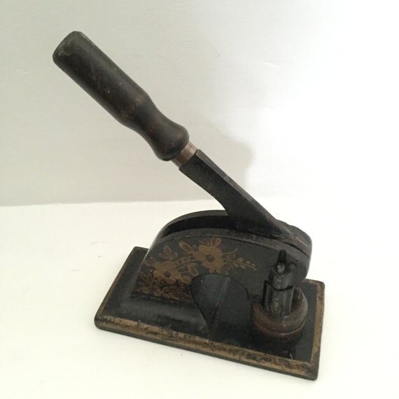 Antique Cast Iron Embossing Press H.A Just & Co. early