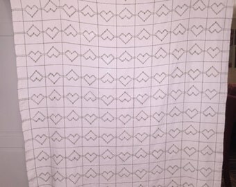 Hearts Swedish Woven Throw Blanket
