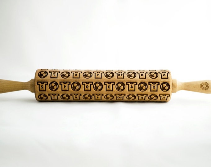 FOOTBALL SOCCER rolling pin, embossing rolling pin, engraved rolling pin for a gift, kids, gift ideas, gifts, unique, autumn, wedding