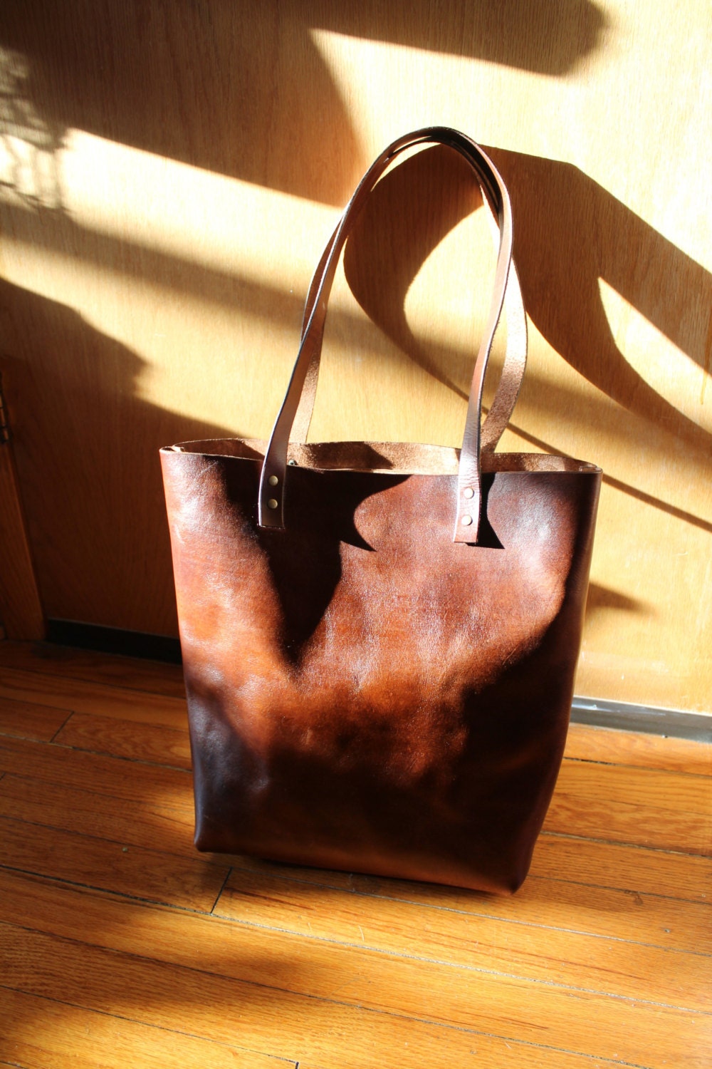 Classic Handmade Leather Tote Bag Customized by JLTLeatherworks